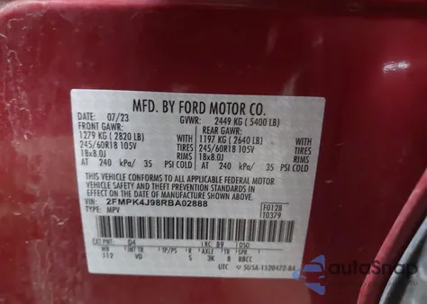 2024 Ford Edge Sel z USA, uszkodzony, nr VIN 2FMPK4J98RBA02888